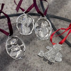 Vintage pewter Longaberger ornaments